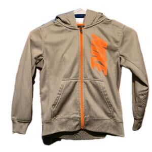 NIKE  orange & gray Lt Wt. Fleece Lined Hoodie Full Zip  - Childs Sz Med. 5-6